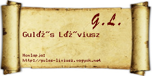 Gulás Líviusz névjegykártya